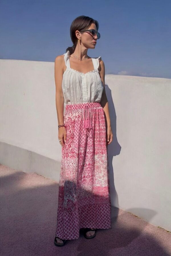 Pink boho tassel maxi skirt - Image 2